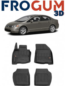 Honda CIVIc VIII Din 2006 - 2012, Hatchback , Set Covorase Auto Tip Tavita Premium 3D, din cauciuc accesorii pentru autoturismul tau - masina v164889