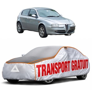 Husa Prelata Antigrindina Auto ALFA ROMEO 147 (937_) din 2000-2010, Protectie auto contra intemperiilor la grindina, Waterproof, 4x Stickere auto ALFA ROMEO