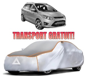 Husa Prelata Antigrindina Auto FORD C-MAX II (DXA/CB7, DXA/CEU) din 2010-2019, Protectie auto contra intemperiilor la grindina, Waterproof, 4x Stickere auto FORD