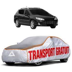 Husa Prelata Antigrindina Auto PEUGEOT 407 SW Estate Van (6E_) din 2009-2010, Protectie auto contra intemperiilor la grindina, Waterproof, 4x Stickere auto PEUGEOT