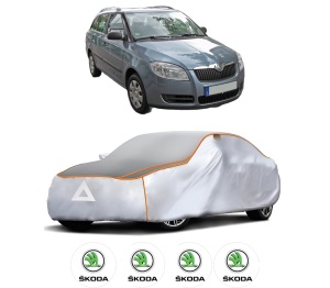 Husa Prelata Antigrindina Auto SKODA FABIA II Combi (545) din 2007-2014, Protectie auto contra intemperiilor la grindina, Waterproof, 4x Stickere auto SKODA - Img 2