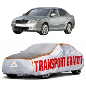 Husa Prelata Antigrindina Auto SKODA Octavia II (1Z3) din 2004-2013, Protectie auto contra intemperiilor la grindina, Waterproof, 4x Stickere auto SKODA