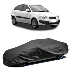 Husa prelata auto pentru KIA RIO II (JB) 2005 - 2011, culoare negru, material textil impermeabil, rezistanta la intemperii praf UV, CARPASSION Husa Protectie - Img 2