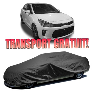 Husa prelata auto pentru KIA RIO IV (YB, SC, FB) 2017 - 2023, culoare negru, material textil impermeabil, rezistanta la intemperii praf UV, CARPASSION Husa Protectie