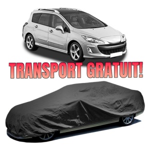 Husa prelata auto pentru PEUGEOT 308 SW I (4E_, 4H_) 2007 - 2014, culoare negru, material textil impermeabil, rezistanta la intemperii praf UV, CARPASSION Husa Protectie
