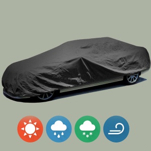 Husa prelata auto pentru TOYOTA PRIUS PLUS (_W4_) 2011, culoare negru, material textil impermeabil, rezistanta la intemperii praf UV, CARPASSION Husa Protectie - Img 3