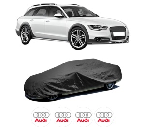Husa tip prelata auto AUDI A4 Allroad B8 (8KH) din 2009-2016, Culoare Negru, material textil impermeabil, rezistanta la intemperii praf UV, CARPASSION Husa Protectie, 4 Stickere auto cu AUDI - Img 2