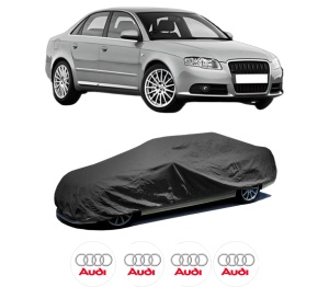 Husa tip prelata auto AUDI A4 B7 (8EC) din 2004-2008, Culoare Negru, material textil impermeabil, rezistanta la intemperii praf UV, CARPASSION Husa Protectie, 4 Stickere auto cu AUDI - Img 2