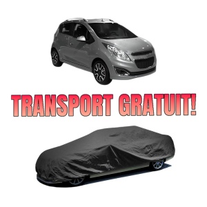 Husa tip prelata auto CHEVROLET SPARK Hatchback Van (M200, M250) din 2007-2014, Culoare Negru, material textil impermeabil, rezistanta la intemperii praf UV, CARPASSION Husa Protectie, 4 Stickere auto cu CHEVROLET