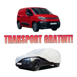 Husa tip prelata auto CITROEN BERLINGO Box Body/MPV (K9) din 2018-2021, Culoare Gri, material textil impermeabil, rezistanta la intemperii praf UV, CARPASSION Husa Protectie, 4 Stickere auto cu CITROEN