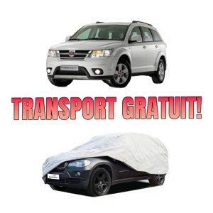 Husa tip prelata auto FIAT FREEMONT (345_) din 2011-2016, Culoare Gri, material textil impermeabil, rezistanta la intemperii praf UV, CARPASSION Husa Protectie, 4 Stickere auto cu FIAT