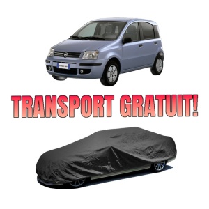 Husa tip prelata auto FIAT PANDA (169_) din 2003-2013, Culoare Negru, material textil impermeabil, rezistanta la intemperii praf UV, CARPASSION Husa Protectie, 4 Stickere auto cu FIAT