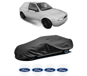 Husa tip prelata auto FORD FIESTA Hatchback Van (JV_) din 1998-2003, Culoare Negru, material textil impermeabil, rezistanta la intemperii praf UV, CARPASSION Husa Protectie, 4 Stickere auto cu FORD - Img 2