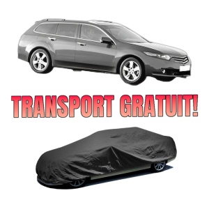 Husa tip prelata auto HONDA ACCORD VIII Estate (CW) din 2008-2015, Culoare Negru, material textil impermeabil, rezistanta la intemperii praf UV, CARPASSION Husa Protectie, 4 Stickere auto cu HONDA