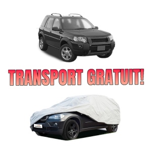 Husa tip prelata auto LAND ROVER FREELANDER 2 (L359) din 2006-2014, Culoare Gri, material textil impermeabil, rezistanta la intemperii praf UV, CARPASSION Husa Protectie, 4 Stickere auto cu LAND ROVER
