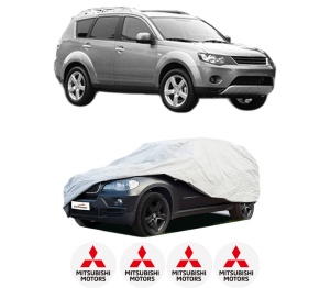 Husa tip prelata auto MITSUBISHI OUTLANDER II (CW_W) din 2006-2012, Culoare Gri, material textil impermeabil, rezistanta la intemperii praf UV, CARPASSION Husa Protectie, 4 Stickere auto cu MITSUBISHI - Img 2