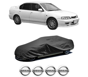 Husa tip prelata auto NISSAN PRIMERA Hatchback (P11) din 1996-2002, Culoare Negru, material textil impermeabil, rezistanta la intemperii praf UV, CARPASSION Husa Protectie, 4 Stickere auto cu NISSAN - Img 2