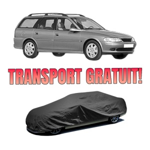 Husa tip prelata auto OPEL VECTRA B Estate (J96) din 1996-2003, Culoare Negru, material textil impermeabil, rezistanta la intemperii praf UV, CARPASSION Husa Protectie, 4 Stickere auto cu OPEL