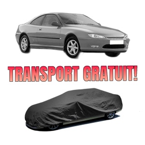 Husa tip prelata auto PEUGEOT 406 Coupe (8C) din 1997-2004, Culoare Negru, material textil impermeabil, rezistanta la intemperii praf UV, CARPASSION Husa Protectie, 4 Stickere auto cu PEUGEOT