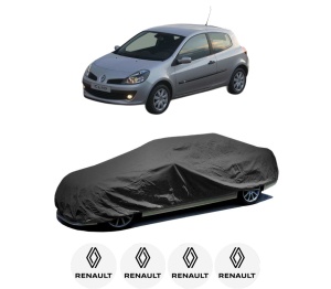 Husa tip prelata auto RENAULT CLIO III (BR0/1, CR0/1) din 2005-2014, Culoare Negru, material textil impermeabil, rezistanta la intemperii praf UV, CARPASSION Husa Protectie, 4 Stickere auto cu RENAULT - Img 2