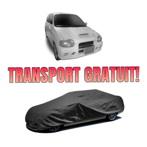 Husa tip prelata auto SUZUKI ALTO V (HA12_, HA23_, HA22_) din 2000-2002, Culoare Negru, material textil impermeabil, rezistanta la intemperii praf UV, CARPASSION Husa Protectie, 4 Stickere auto cu SUZUKI