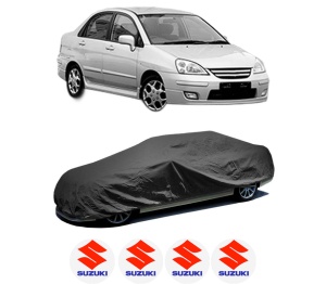 Husa tip prelata auto SUZUKI LIANA (ER, RH_) din 2002-2007, Culoare Negru, material textil impermeabil, rezistanta la intemperii praf UV, CARPASSION Husa Protectie, 4 Stickere auto cu SUZUKI - Img 2