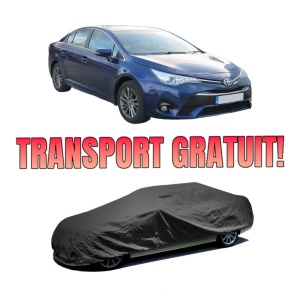 Husa tip prelata auto TOYOTA AVENSIS Saloon (_T27_) din 2008-2018, Culoare Negru, material textil impermeabil, rezistanta la intemperii praf UV, CARPASSION Husa Protectie, 4 Stickere auto cu TOYOTA