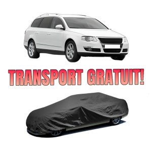 Husa tip prelata auto Volskwagen PASSAT B6 Variant (3C5) din 2005-2011, Culoare Negru, material textil impermeabil, rezistanta la intemperii praf UV, CARPASSION Husa Protectie, 4 Stickere auto cu Volskwagen