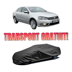 Husa tip prelata auto Volskwagen PASSAT B7 (A32, A33) din 2011-2020, Culoare Negru, material textil impermeabil, rezistanta la intemperii praf UV, CARPASSION Husa Protectie, 4 Stickere auto cu Volskwagen