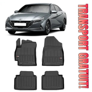 Hyundai Elantra VII, Din 2021 - Prezent , Set Covorase Auto Tip Tavita Premium 3D, din cauciuc
