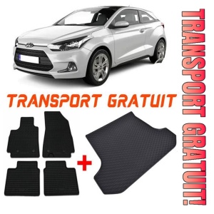 Hyundai I20 II Hatchback din 12.2014 - 07.2020, Set Covorase + tavita portbagaj auto Gb Portbagaj Inferior *4