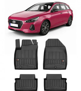 Hyundai I30 III, Combi, Din 02.2017 - Prezent , Set Covorase Auto Tip Tavita Premium 3D, din cauciuc accesorii pentru autoturismul tau - masina v170652