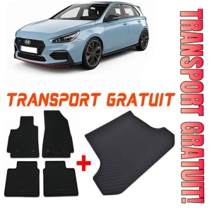 Hyundai I30 III Fastback Sedan din 2017- Prezent (Cu Aripa Dreapta Mai Mica) *1, Set Covorase + tavita portbagaj auto