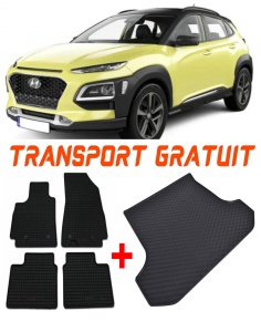 Hyundai Kona Set Covorase + tavita portbagaj auto Hyundai Kona Hybrid fabricatie 09.2019 - prezent, caroserie suv, portbagaj inferior si superior accesorii pentru autoturismul tau - masina v1196