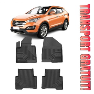 Hyundai Santa Fe III Din 09.2012 - 07.2018, Suv , Set Covorase Auto Tip Tavita Premium 3D, din cauciuc