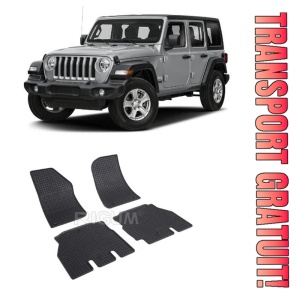Jeep Wrangler, Suv, fabricat din 05.2018 - Prezent, 5 Usi, set covorase auto dedicate, din cauciuc 100% Premium