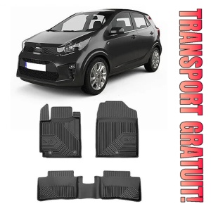 Kia Picanto III Din 04.2017 - Prezent, Hatchback , Set Covorase Auto Tip Tavita Premium 3D, din cauciuc