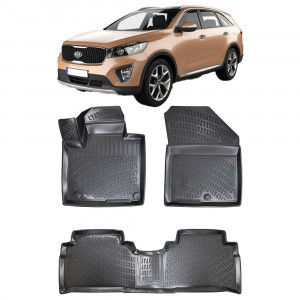 Kia Sorento III 2016-2020 Set 4 covorase auto din cauciuc tip tavita premium line 3D accesorii pentru autoturismul tau - masina v241880