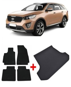 Kia Sorento III Suv din 02.2015 - 07.2020, Set Covorase + tavita portbagaj auto 5 Locuri *1 - Img 2