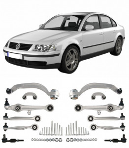 Kit complet de brate suspensie fata, compatibil cu Volkswagen Passat B5 sedan, B5.5 fabricat intre anii 1996-2005 accesorii pentru autoturismul tau - masina v107979
