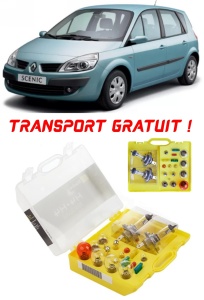 Kit trusa Set becuri H4 compatibila cu Renault Scenic II din 2003 - 2009 , bec far, semnalizare , pozitie, iluminare numar, frana, plafoniera, stop frana