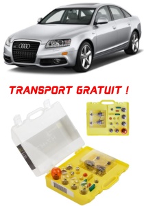 Kit trusa Set becuri H7 compatibila cu Audi A6 C6 din 2004 - 2011 , bec far, semnalizare , pozitie, iluminare numar, frana, plafoniera, stop frana