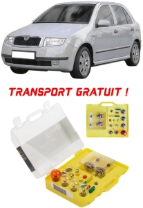 Kit trusa Set becuri H7 compatibila cu Skoda Fabia II din 2004 – 2013 , bec far, semnalizare , pozitie, iluminare numar, frana, plafoniera, stop frana