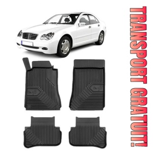 Mercedes C-Class W203 Din 2001 - 03.2007, Sedan , Set Covorase Auto Tip Tavita Premium 3D, din cauciuc