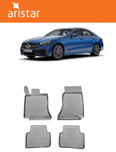 Mercedes C-Class W206 Phev Din 10.2021 - Prezent, Sedan , Set Covorase Auto Tip Tavita Premium 3D, din cauciuc accesorii pentru autoturismul tau - masina v163446