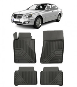 Mercedes E-Class W211 Din 2002 - 02.2009, Sedan , Set Covorase Auto Tip Tavita Premium 3D, din cauciuc accesorii pentru autoturismul tau - masina v165010