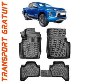 Mitsubishi L200 2019- Set 4 covorase auto din cauciuc tip tavita premium line 3D accesorii pentru autoturismul tau - masina v242839