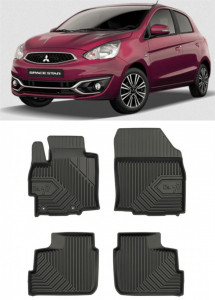 Mitsubishi Space Star Din 03.2013 - 2017, Hatchback , Set Covorase Auto Tip Tavita Premium 3D, din cauciuc accesorii pentru autoturismul tau - masina v167241