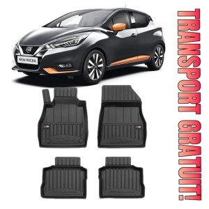 Nissan Micra K14, Hatchback, Din 03.2017 - Prezent , Set Covorase Auto Tip Tavita Premium 3D, din cauciuc
