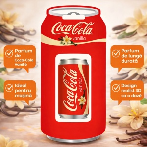 Odorizant Auto 3D Coca Cola Vanilie, Tip Doza, Clip Ventilatie, Parfum Intens și Persistent, Design Realist, Vegan Friendly - Img 3